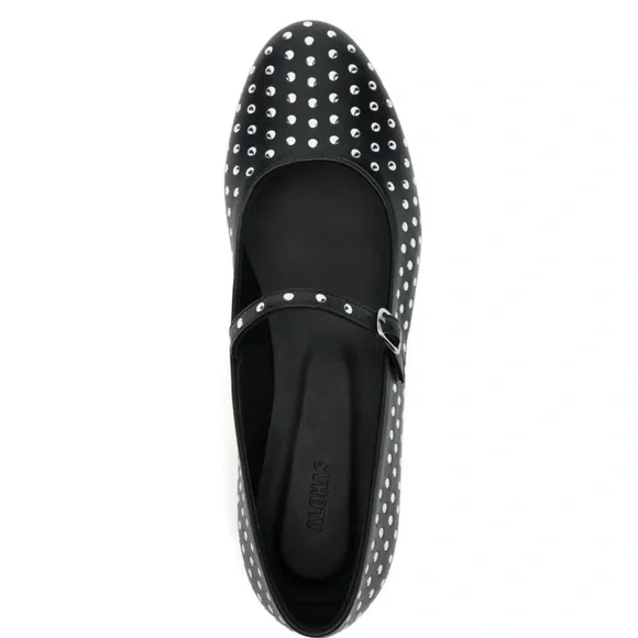 Alohas Lucien Black Leather Ballet Flats with silver studs! Size US 9/EUR 40-NEW - Picture 8 of 11